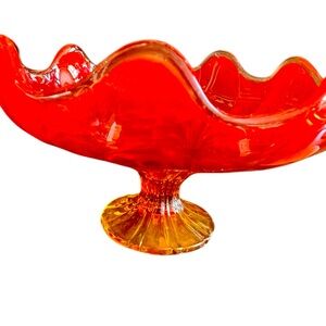 Viking  9 point handkerchief bowl, amberina that glows